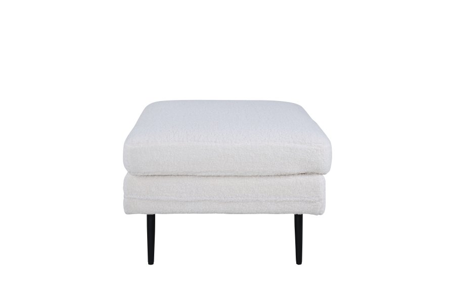 VENTURE DESIGN Boom puf, rektangulr - hvid bamsestof og sort stl (85x64)