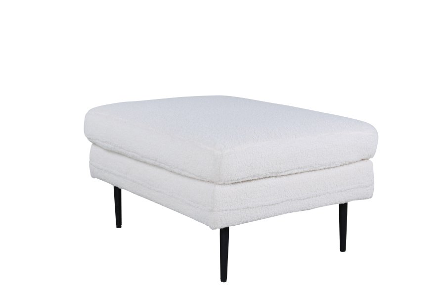 VENTURE DESIGN Boom puf, rektangulr - hvid bamsestof og sort stl (85x64)