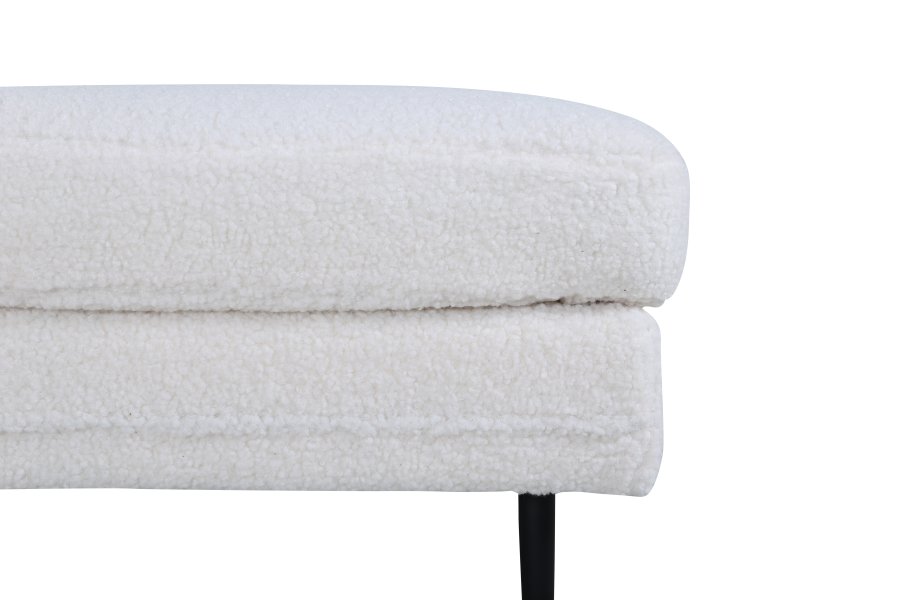 VENTURE DESIGN Boom puf, rektangulr - hvid bamsestof og sort stl (85x64)