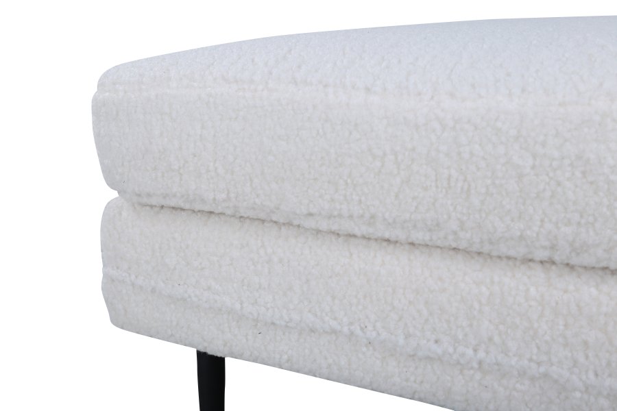 VENTURE DESIGN Boom puf, rektangulr - hvid bamsestof og sort stl (85x64)