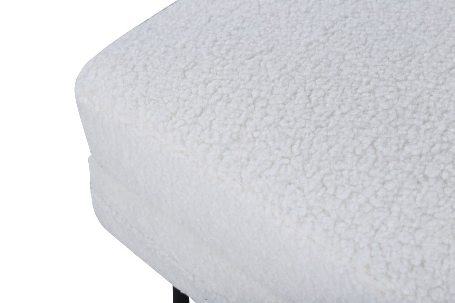 VENTURE DESIGN Boom puf, rektangulr - hvid bamsestof og sort stl (85x64)