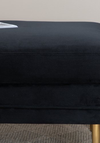 VENTURE DESIGN Boom puf, rektangulr - sort fljl og messingfolie stl (90x70)