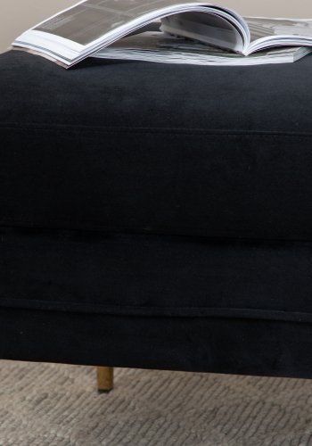 VENTURE DESIGN Boom puf, rektangulr - sort fljl og messingfolie stl (90x70)