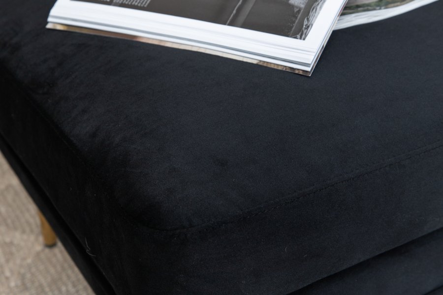 VENTURE DESIGN Boom puf, rektangulr - sort fljl og messingfolie stl (90x70)