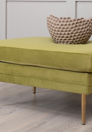 VENTURE DESIGN Boom puf, rektangulr - grn fljl og messing stl (90x70)