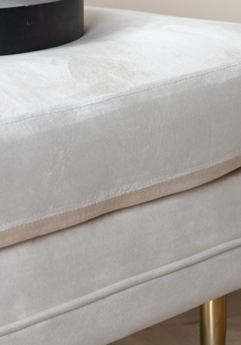 VENTURE DESIGN Boom puf, rektangulr - lys beige fljl og messing stl (90x70)