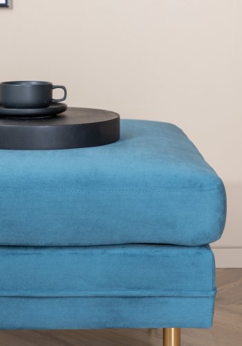 VENTURE DESIGN Boom puf, rektangulr - bl fljl og messing stl (90x70)