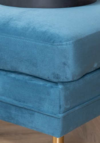 VENTURE DESIGN Boom puf, rektangulr - bl fljl og messing stl (90x70)