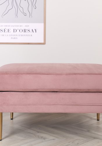 VENTURE DESIGN Boom puf, rektangulr - lyserdt fljl og messing stl (90x70)