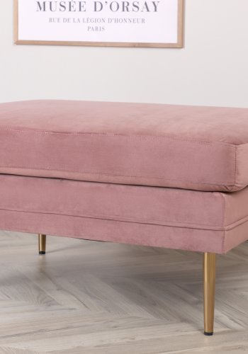 VENTURE DESIGN Boom puf, rektangulr - lyserdt fljl og messing stl (90x70)