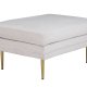 VENTURE DESIGN Boom puf, rektangulr - lys beige fljl og messing stl (90x70)
