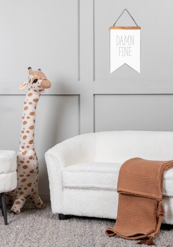 VENTURE DESIGN Mna brnesofa - hvid bamsestof polyester og sort plastik