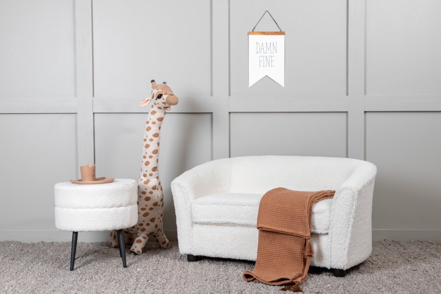 VENTURE DESIGN Mna brnesofa - hvid bamsestof polyester og sort plastik