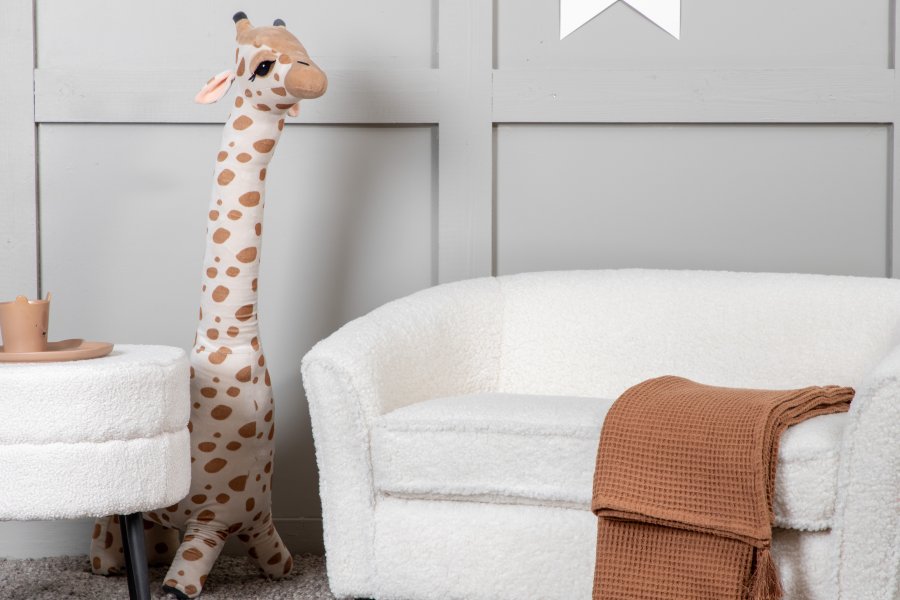 VENTURE DESIGN Mna brnesofa - hvid bamsestof polyester og sort plastik