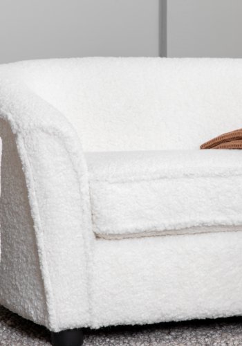 VENTURE DESIGN Mna brnesofa - hvid bamsestof polyester og sort plastik