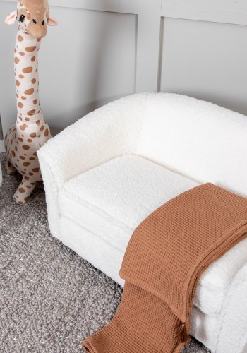 VENTURE DESIGN Mna brnesofa - hvid bamsestof polyester og sort plastik