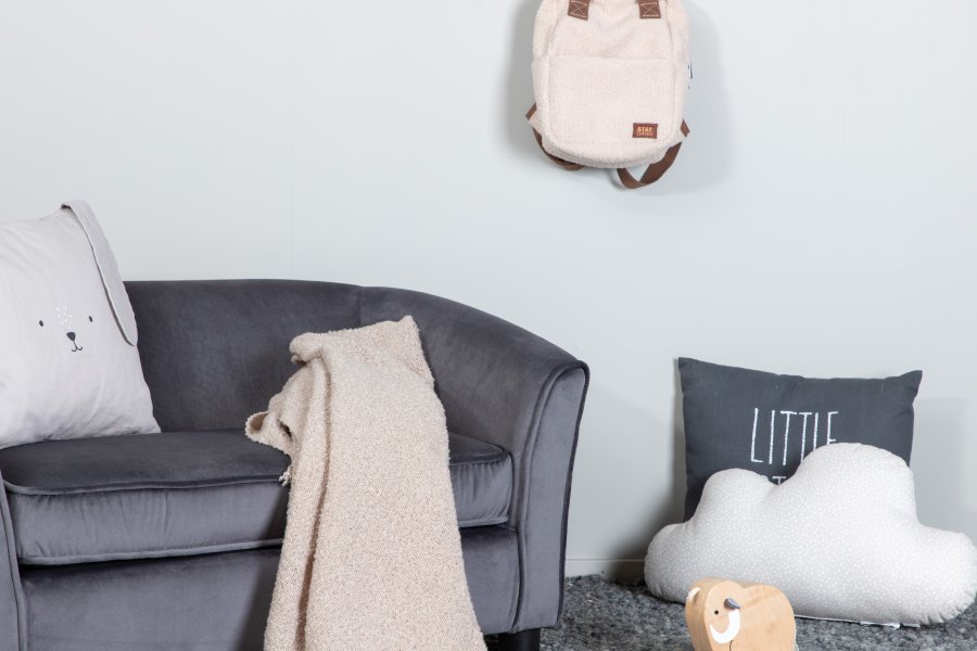 VENTURE DESIGN Mna brnesofa - mrkegr fljl og sort plastik