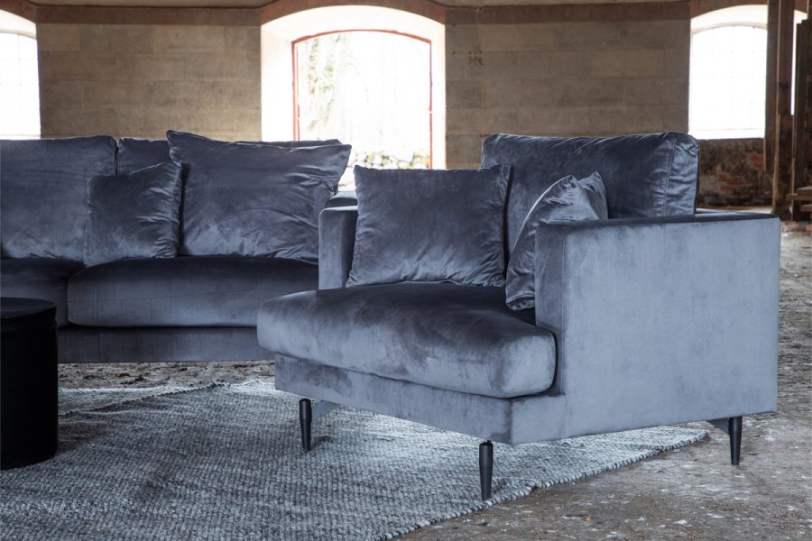 VENTURE DESIGN Sofia lnestol - mrkegr fljl og sort stl