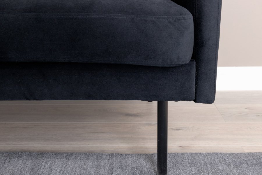 VENTURE DESIGN Zoom 2 pers. sofa - sort fljl og sort stl