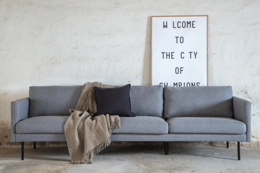 VENTURE DESIGN Zoom 3 pers. sofa - gr polyester og sort stl