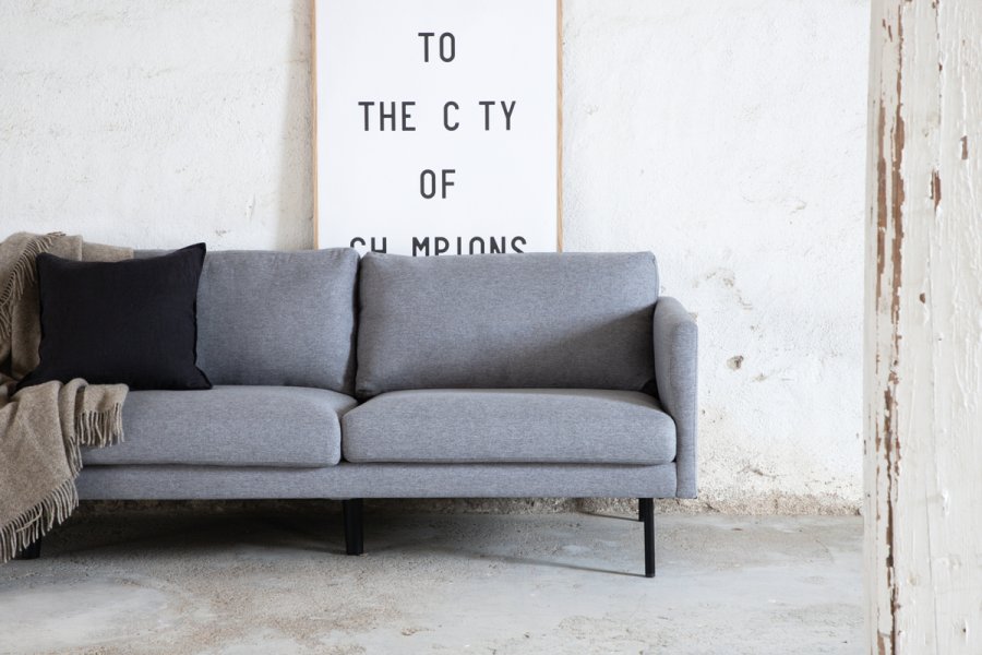 VENTURE DESIGN Zoom 3 pers. sofa - gr polyester og sort stl