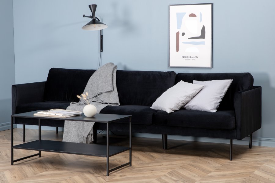 VENTURE DESIGN Zoom 3 pers. sofa - sort fljl og sort stl