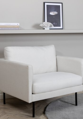 VENTURE DESIGN Zoom lnestol - beige polyester og sort stl