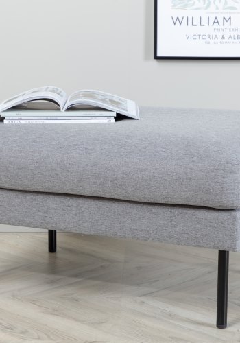 VENTURE DESIGN Zoom puf, rektangulr - gr polyester og sort stl (85x64)