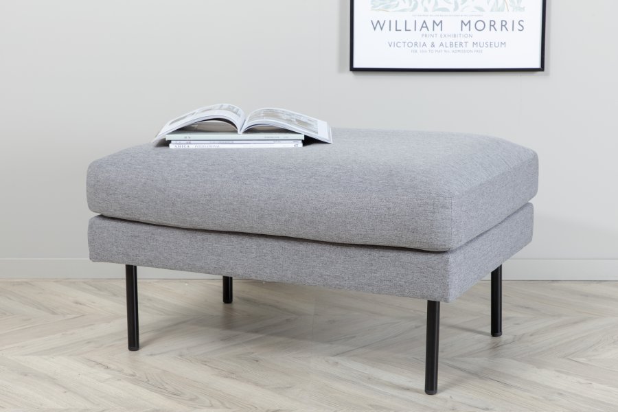 VENTURE DESIGN Zoom puf, rektangulr - gr polyester og sort stl (85x64)