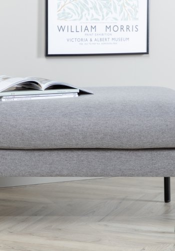 VENTURE DESIGN Zoom puf, rektangulr - gr polyester og sort stl (85x64)