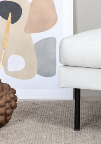 VENTURE DESIGN Zoom puf, rektangulr - beige polyester og sort stl (85x64)