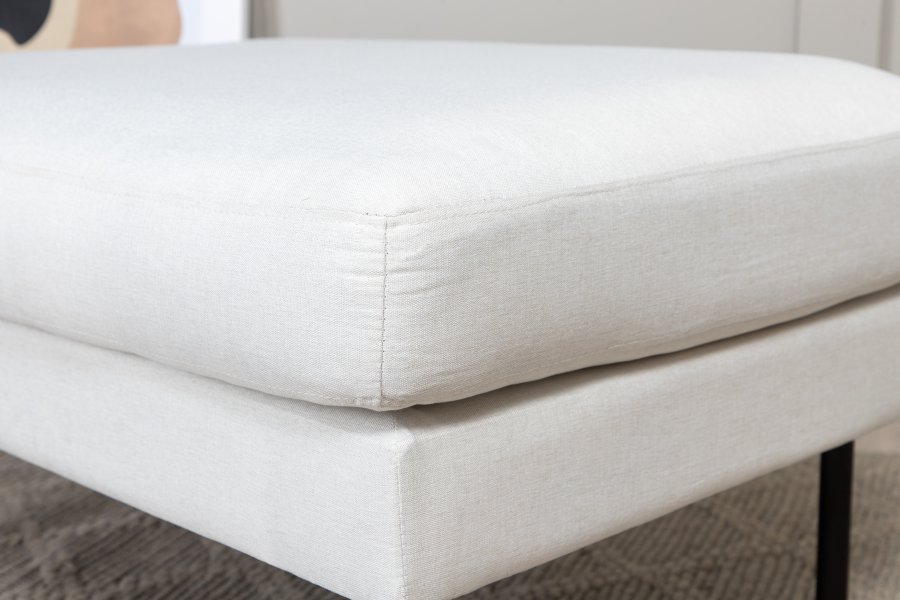 VENTURE DESIGN Zoom puf, rektangulr - beige polyester og sort stl (85x64)