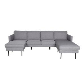 VENTURE DESIGN Zoom U-sofa - gr polyester og og sort stl