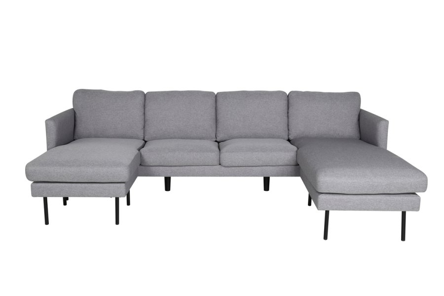 VENTURE DESIGN Zoom U-sofa - gr polyester og og sort stl