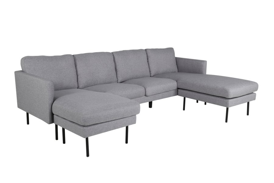 VENTURE DESIGN Zoom U-sofa - gr polyester og og sort stl