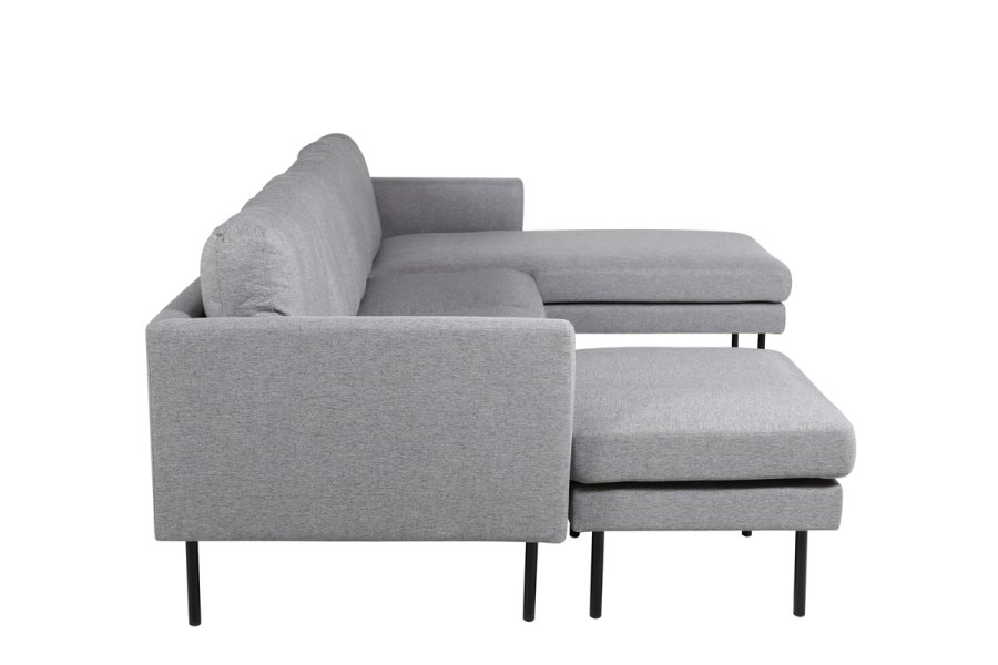 VENTURE DESIGN Zoom U-sofa - gr polyester og og sort stl