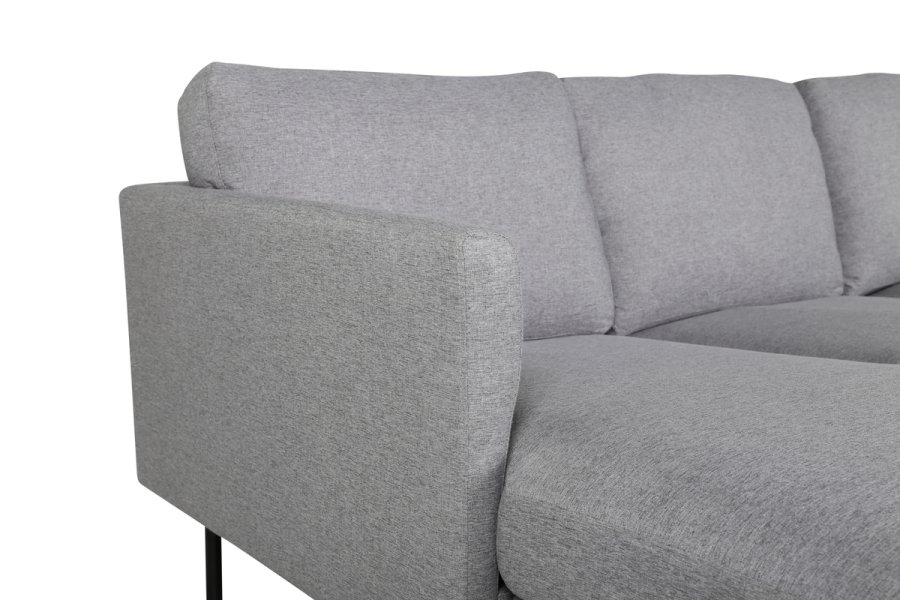 VENTURE DESIGN Zoom U-sofa - gr polyester og og sort stl