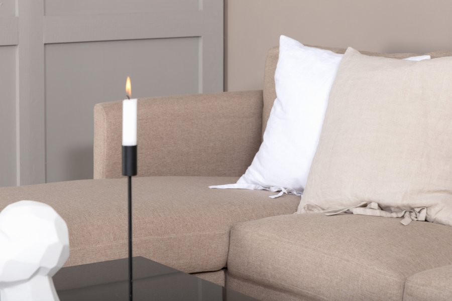 VENTURE DESIGN Zoom U-sofa - brun polyester og sort stl