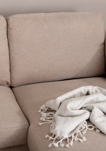 VENTURE DESIGN Zoom U-sofa - brun polyester og sort stl