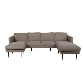 VENTURE DESIGN Zoom U-sofa - brun polyester og sort stl