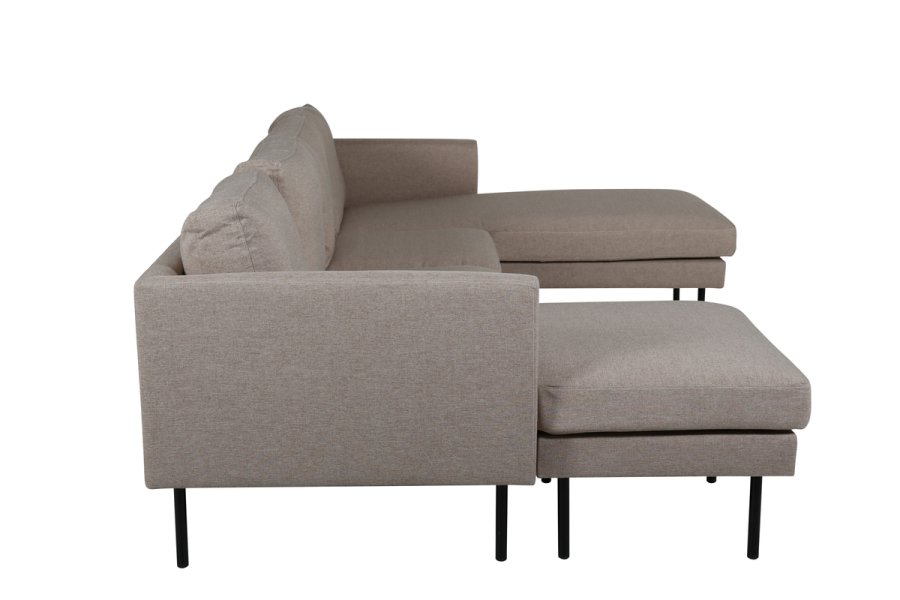 VENTURE DESIGN Zoom U-sofa - brun polyester og sort stl