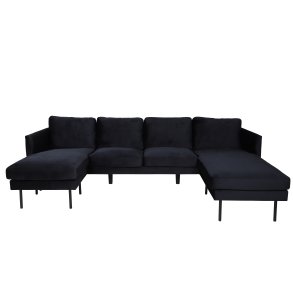 VENTURE DESIGN Zoom U-sofa - sort fljl og sort stl