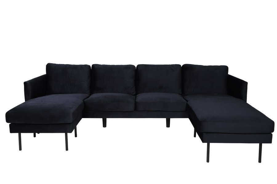 VENTURE DESIGN Zoom U-sofa - sort fljl og sort stl