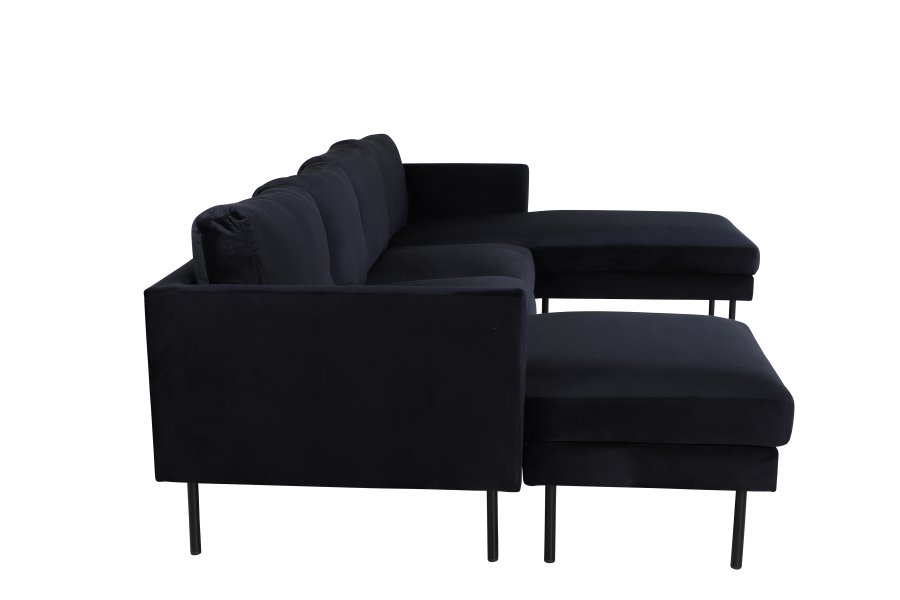 VENTURE DESIGN Zoom U-sofa - sort fljl og sort stl