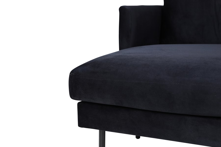 VENTURE DESIGN Zoom U-sofa - sort fljl og sort stl