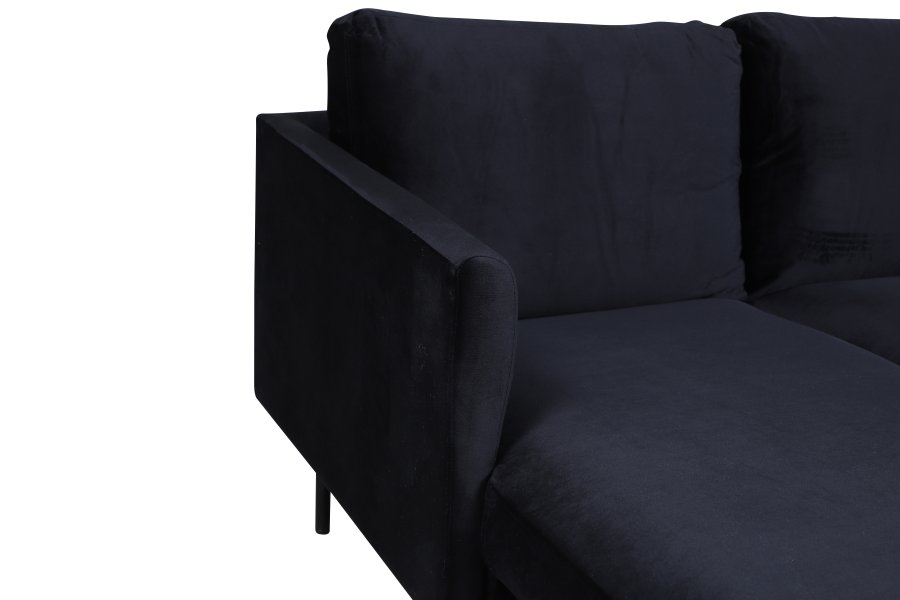 VENTURE DESIGN Zoom U-sofa - sort fljl og sort stl