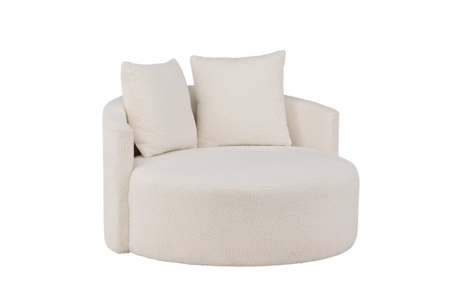 VENTURE DESIGN Kelso 2 pers. sofa, m. 2 puder - hvid bamsestof polyester og fyrretr