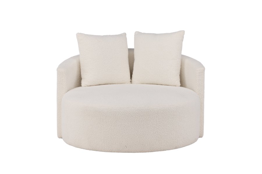 VENTURE DESIGN Kelso 2 pers. sofa, m. 2 puder - hvid bamsestof polyester og fyrretr