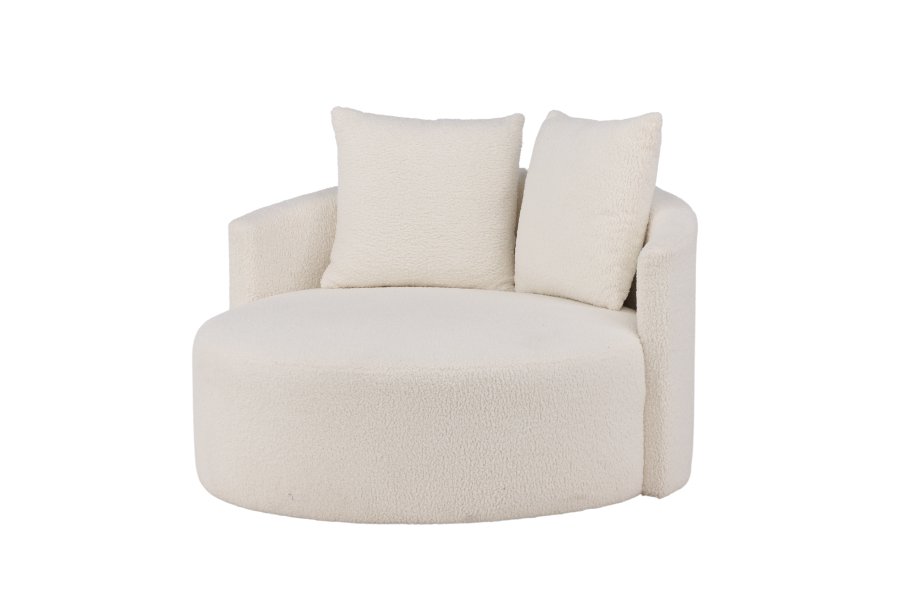 VENTURE DESIGN Kelso 2 pers. sofa, m. 2 puder - hvid bamsestof polyester og fyrretr
