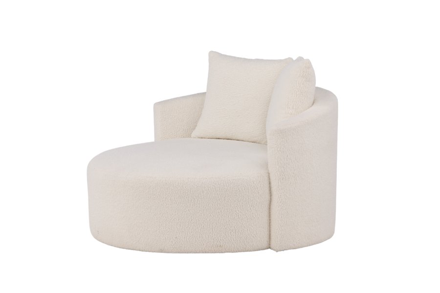 VENTURE DESIGN Kelso 2 pers. sofa, m. 2 puder - hvid bamsestof polyester og fyrretr